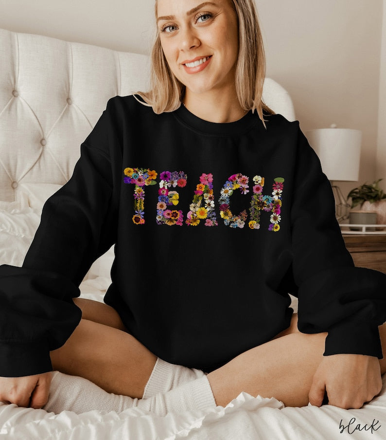 Fleurs pressées TEACH Sweatshirt Professeur Sweatshirt
