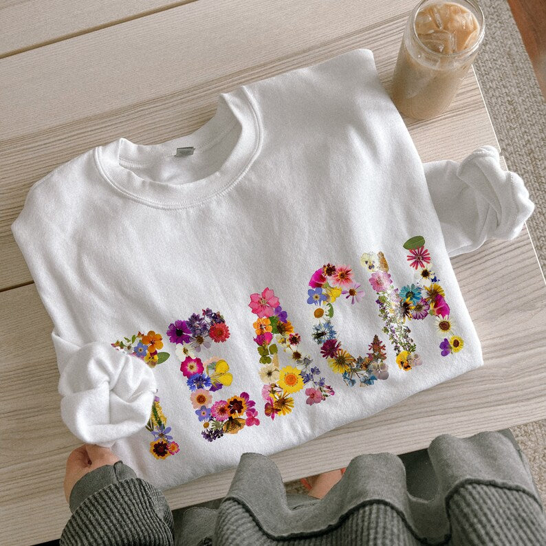 Fleurs pressées TEACH Sweatshirt Professeur Sweatshirt