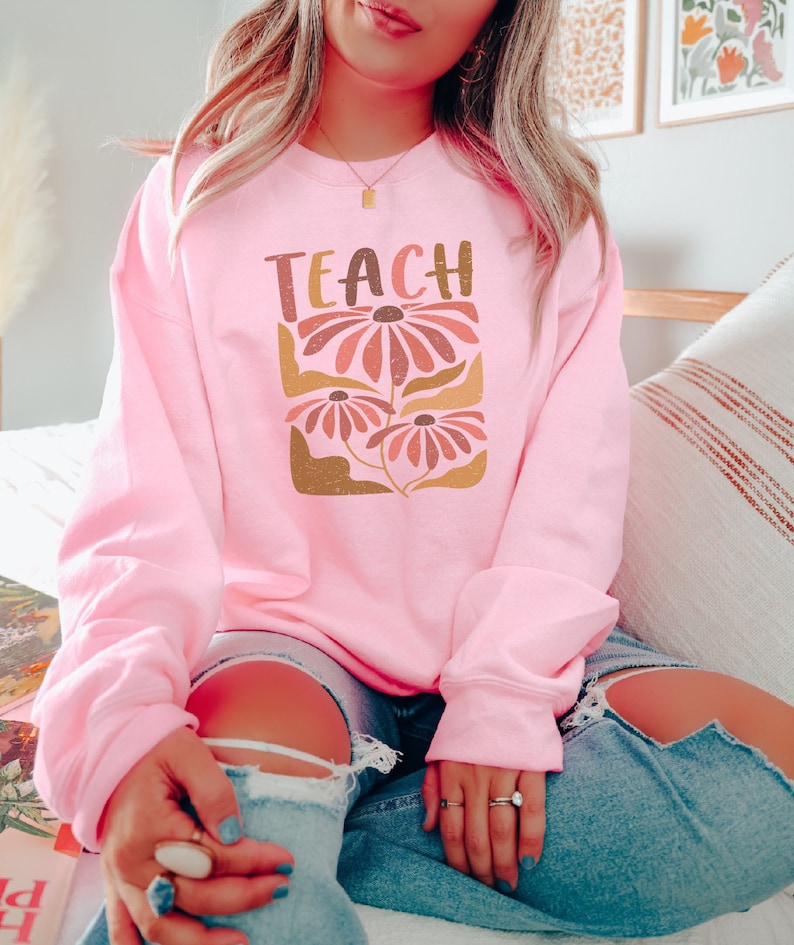 Cadeau d’appréciation de l’enseignant de sweat-shirt d’enseignement de fleurs