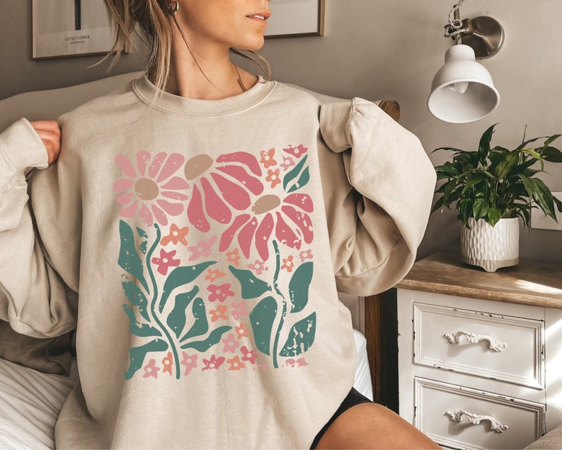 Boho Daisy Flower Sweater Sweat-shirt à fleurs sauvages