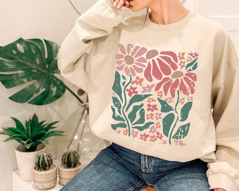 Boho Daisy Flower Sweater Sweat-shirt à fleurs sauvages