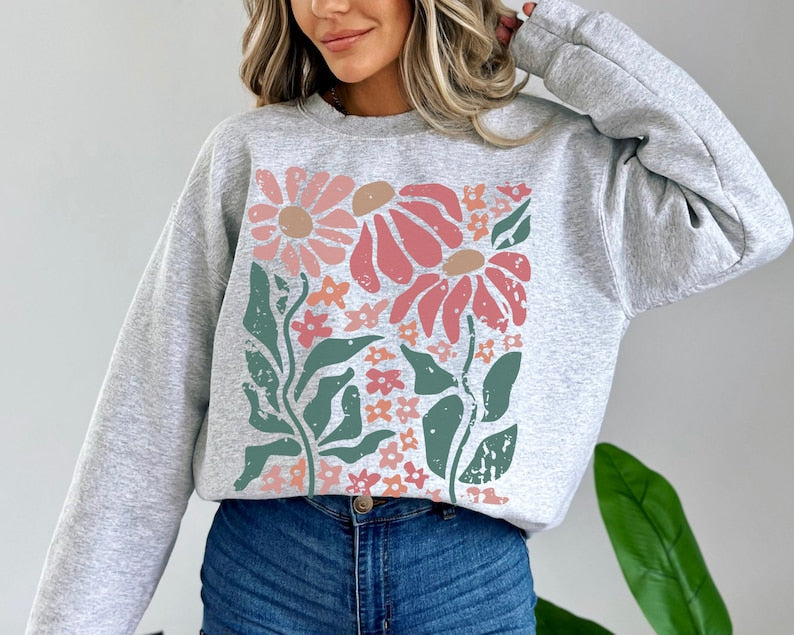 Boho Daisy Flower Sweater Sweat-shirt à fleurs sauvages