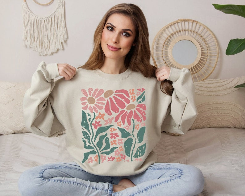 Boho Daisy Flower Sweater Sweat-shirt à fleurs sauvages