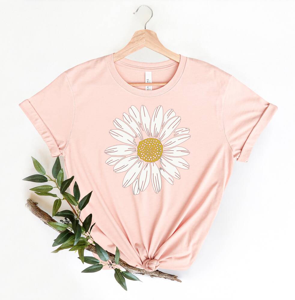Chemise confortable à col ras du cou Boho Daisy Wildflower