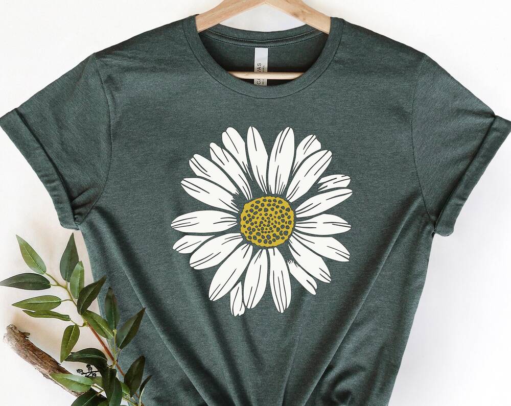 Chemise confortable à col ras du cou Boho Daisy Wildflower