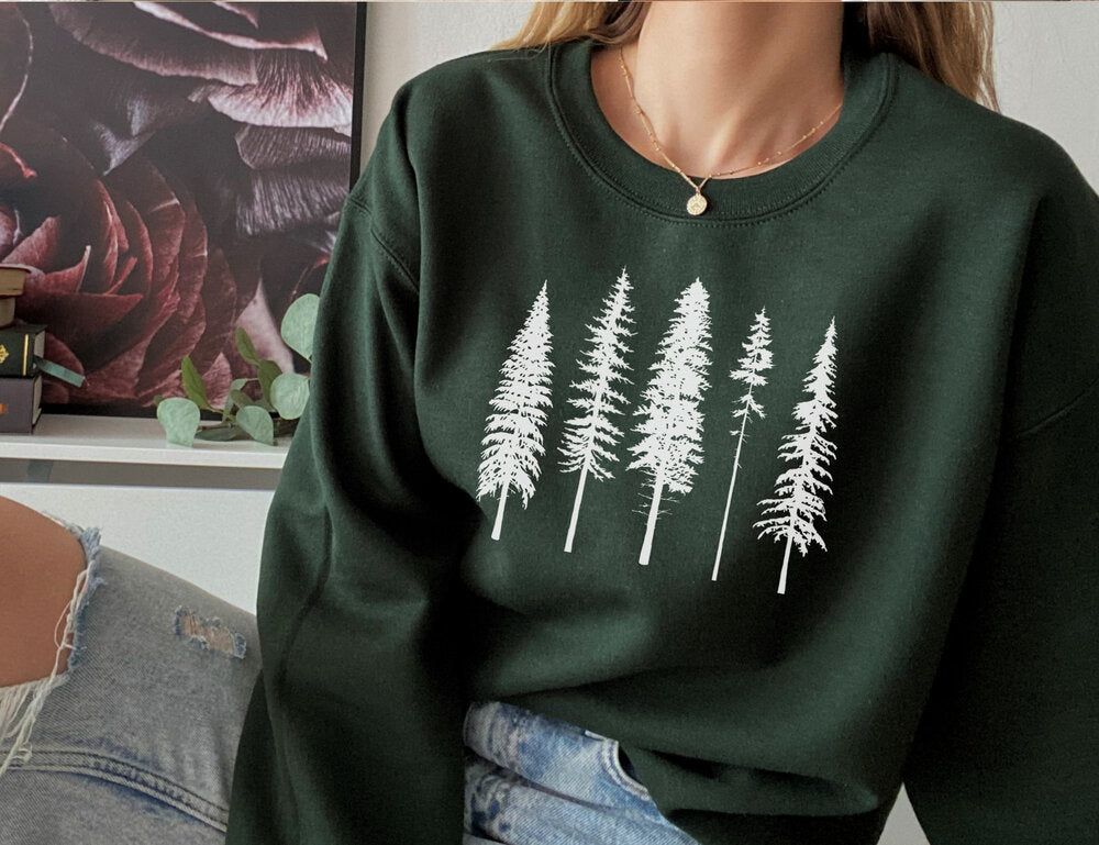 Pine Evergreen Cadeau pour les amoureux de la nature Sweat-shirt confortable à col rond