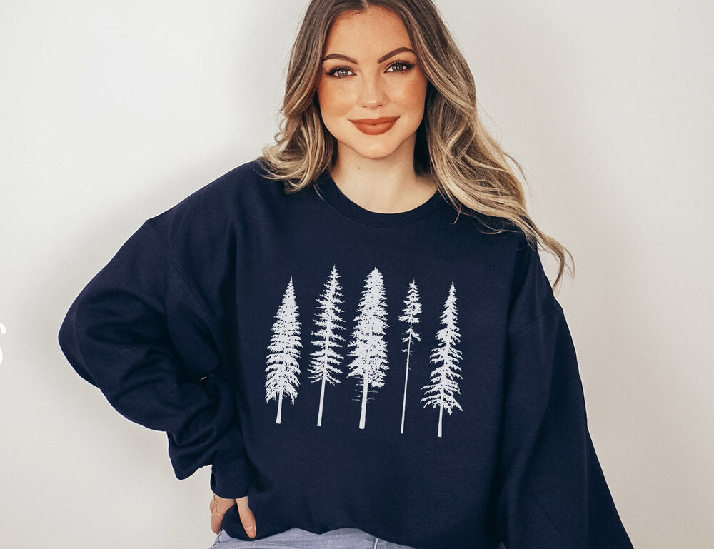 Pine Evergreen Cadeau pour les amoureux de la nature Sweat-shirt confortable à col rond