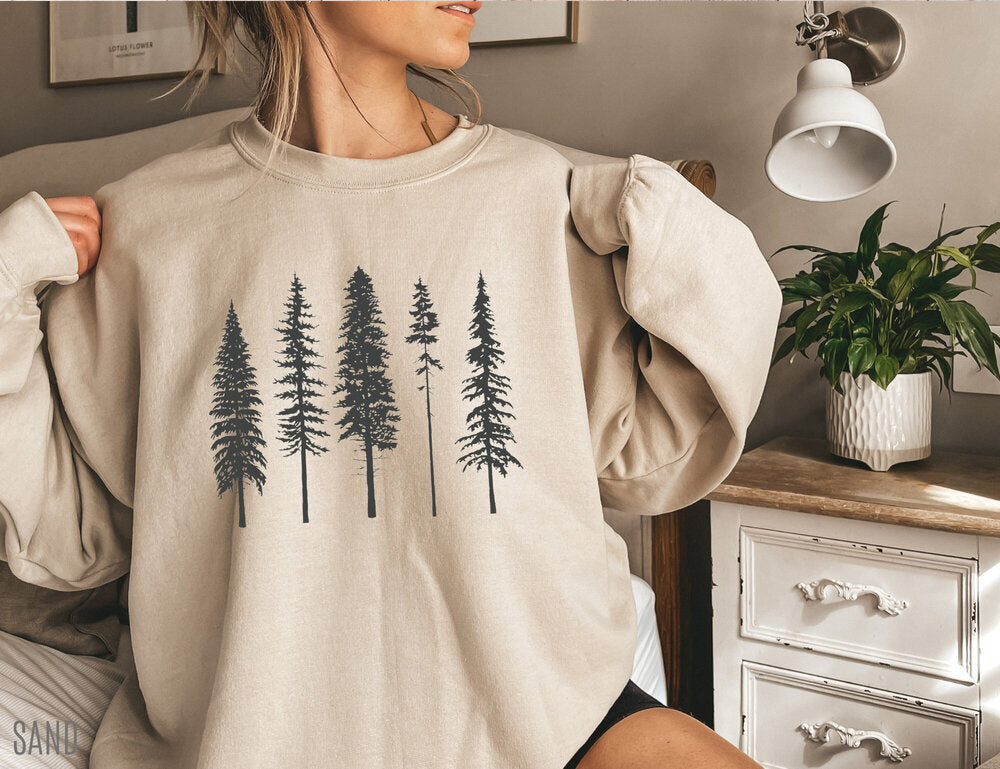 Pine Evergreen Cadeau pour les amoureux de la nature Sweat-shirt confortable à col rond