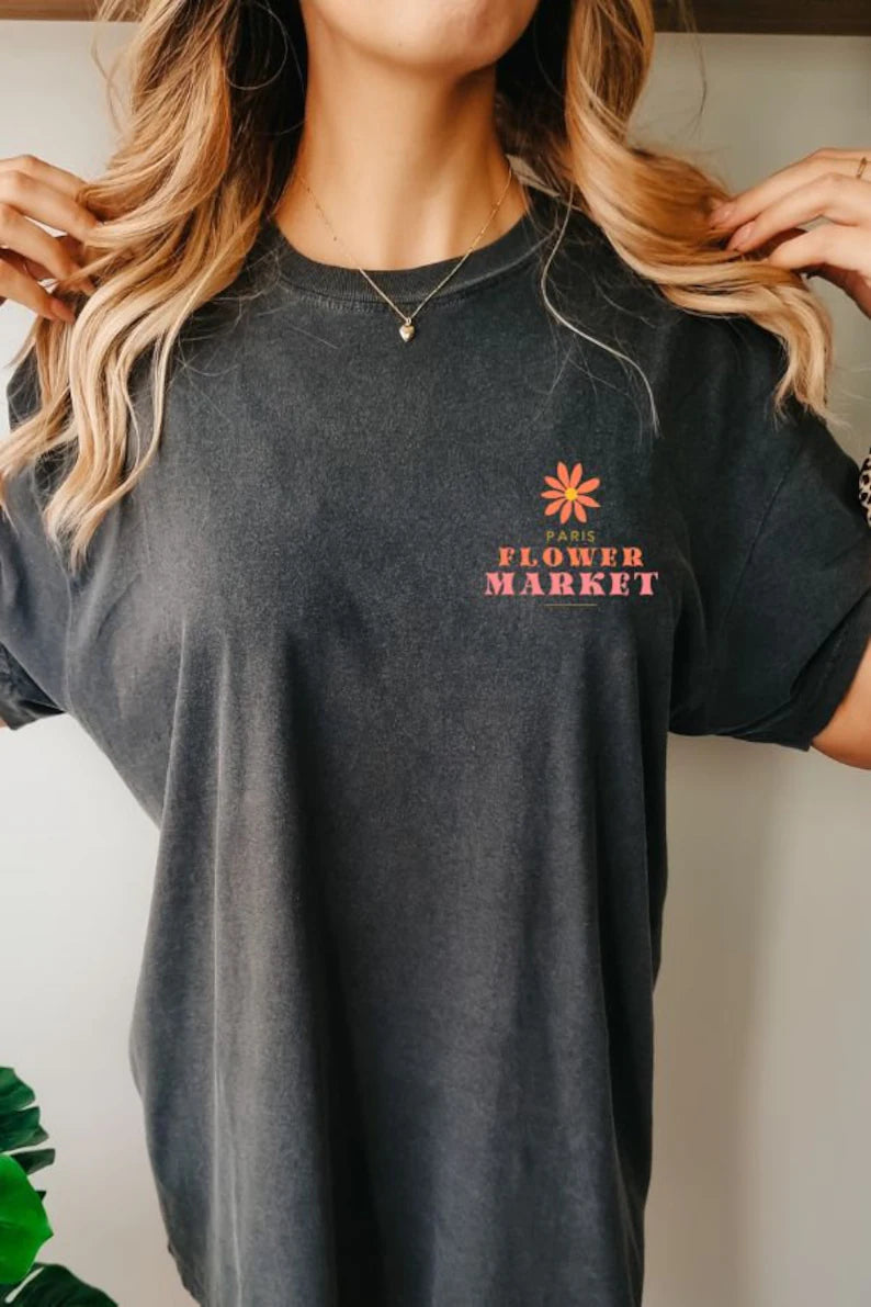 T-shirt de fleurs pressées vintage Boho Wildflowers
