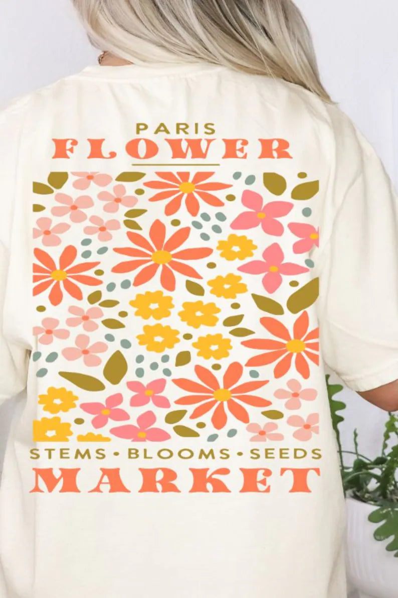 T-shirt de fleurs pressées vintage Boho Wildflowers