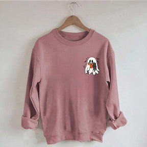 Cute Ghost Reading Book Cat Sweatshirt