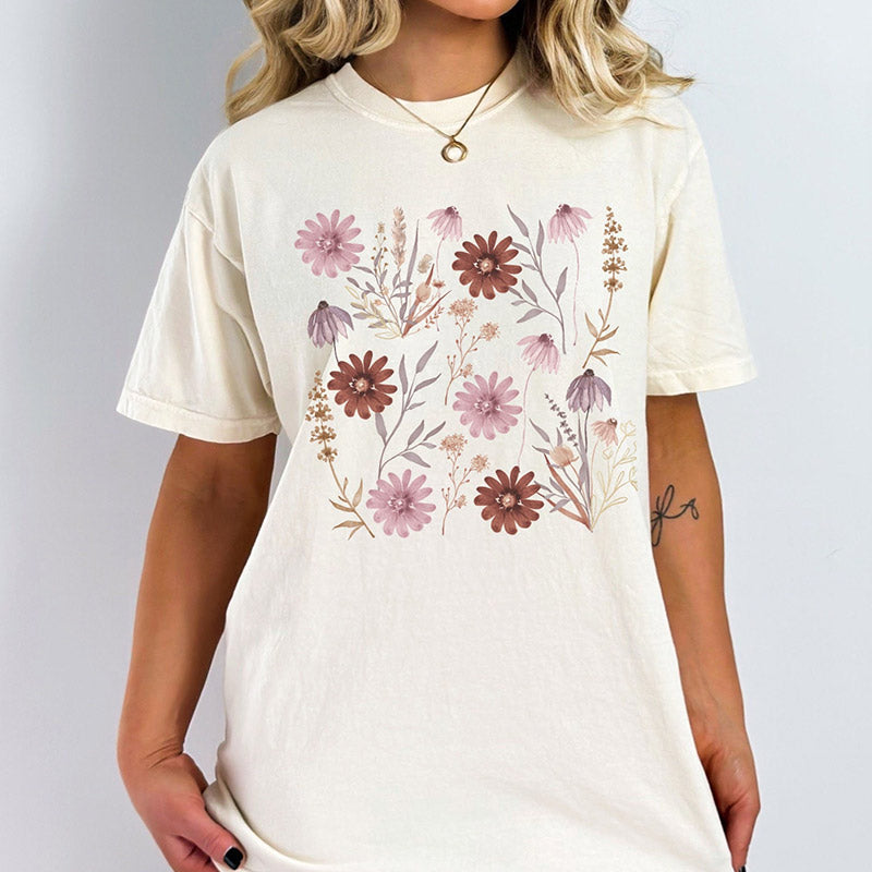 Vintage Pressed  Botanical Wildflowers T-shirt