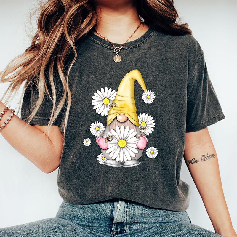 Cute Farmer Gnome Wildflower T-Shirt