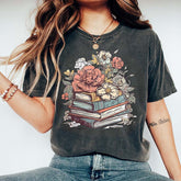 Book And Flower Pattern Women's T-Shirt