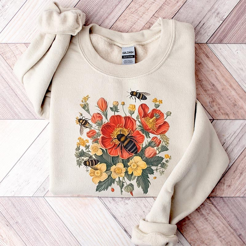 Cute Bee Botanical Sweatshirt