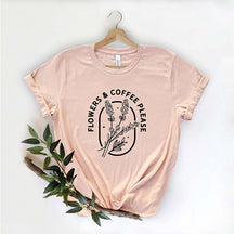 Flowers Coffee Please Minimalist T-Shirt