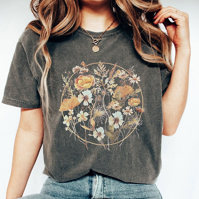 Boho Wildflowers Vintage Floral Graphic T-Shirt