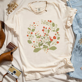 Boho Strawberry Wildflower T-Shirt