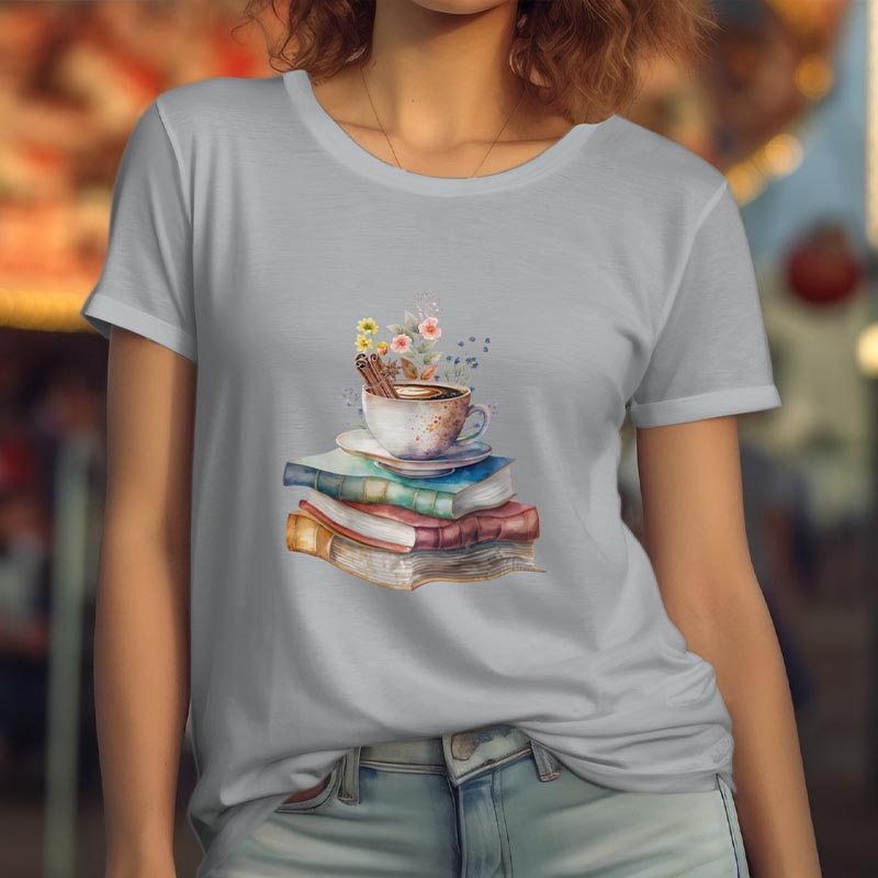 Reading Stack of Books  Cup T-Shirt