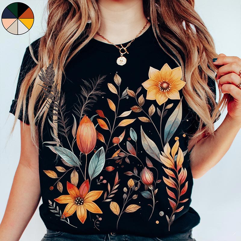 Oversized Wildflower Autumnal Flower T-Shirt