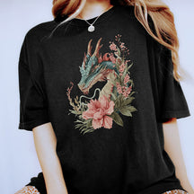 Dragon Floral Mystic Fantasy T-Shirt