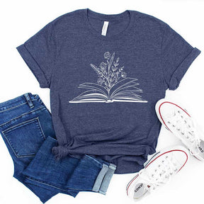 Books With Flowers Reading T-Shirt