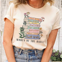 Women of The Bible Floral Religious Book T-Shirt