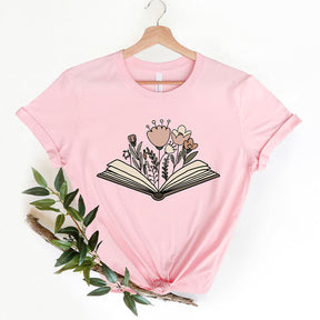 Book Lover Flowers T-Shirt