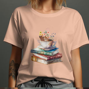 Reading Stack of Books  Cup T-Shirt