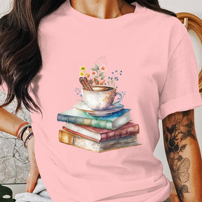 Reading Stack of Books  Cup T-Shirt