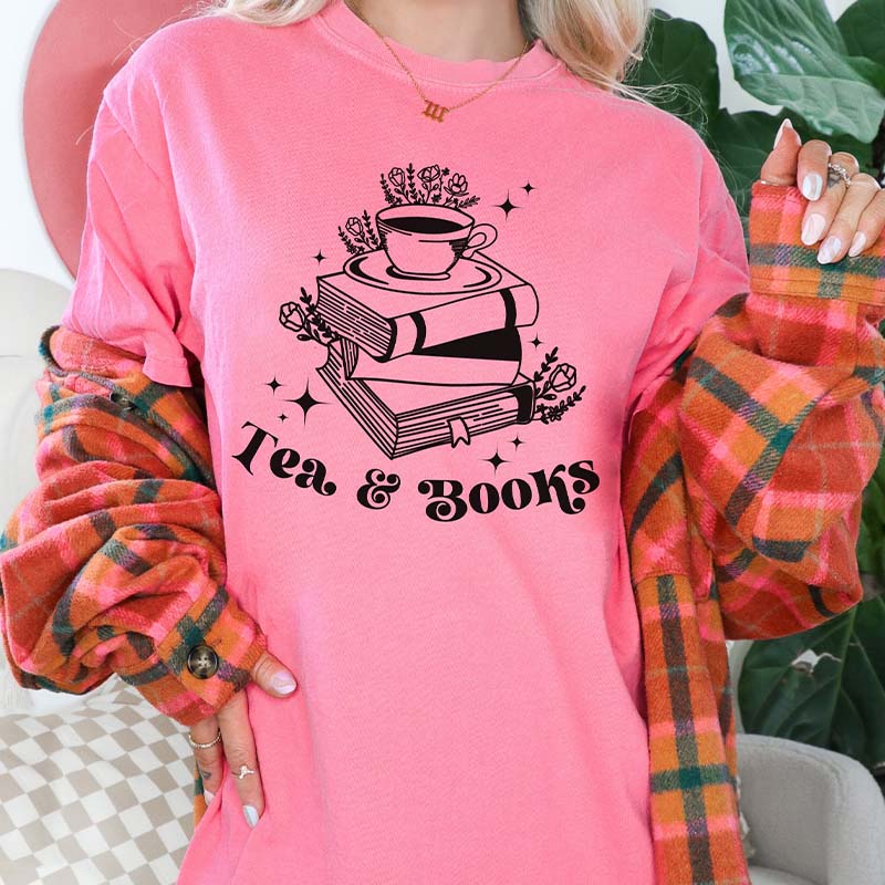 Tea and Books Reading Booktrovert T-Shirt