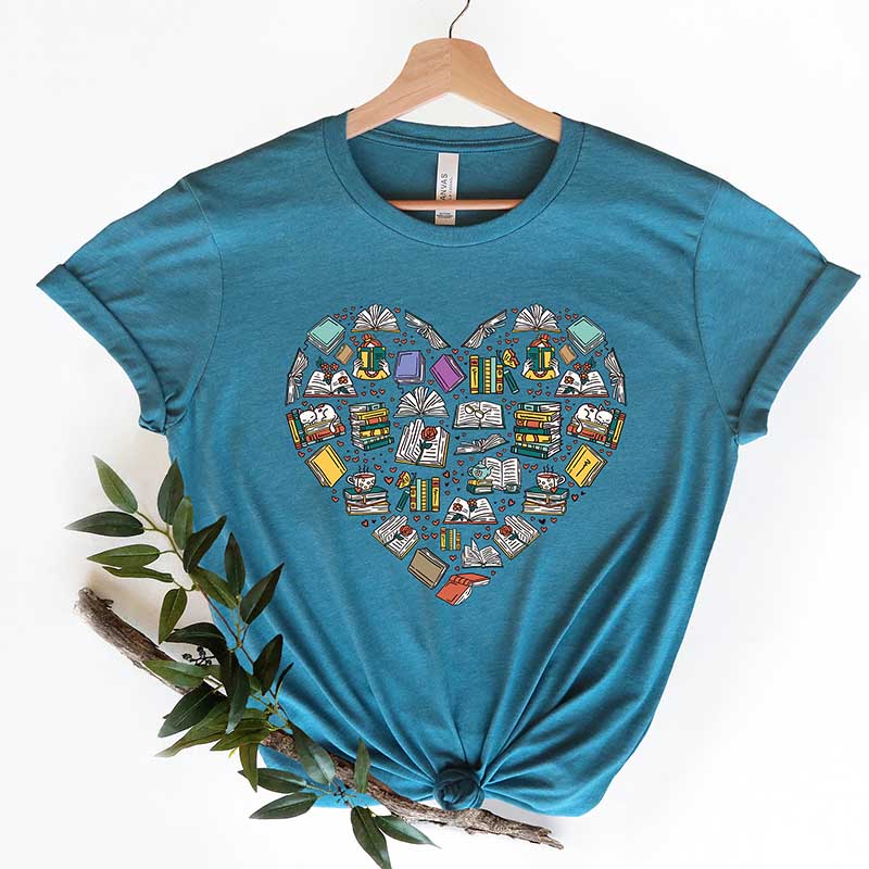 Books Heart Teachers Librarian T-Shirt