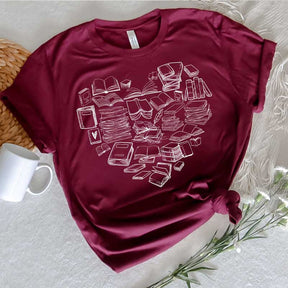 Book Heart Bibliophile Bookworm T-Shirt