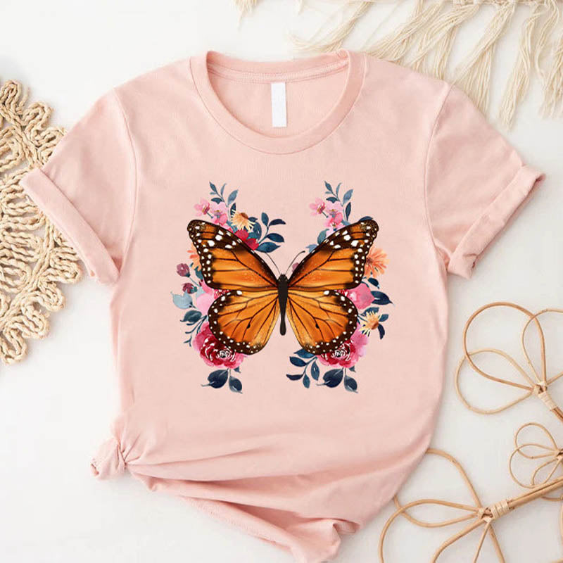 Floral Butterfly Animal Lover T-Shirt