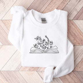 Minimalist Wildflower Book Sweatshirt