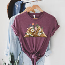 Reading Book Librarian Flower T-Shirt