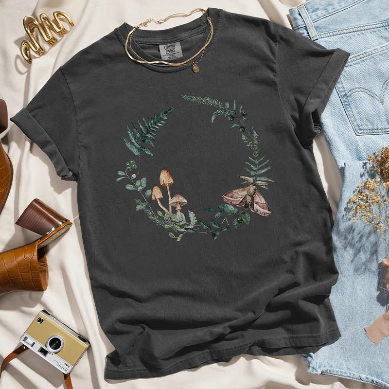 Flowers Mushroom Moth T-Shirt