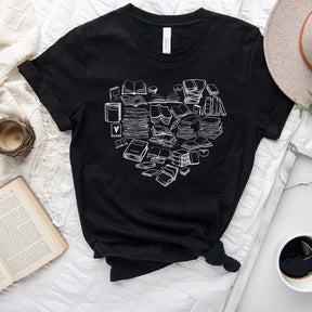 Book Heart Bibliophile Bookworm T-Shirt