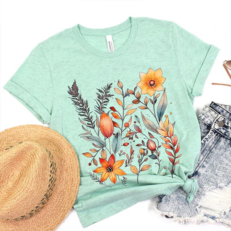 Oversized Wildflower Autumnal Flower T-Shirt