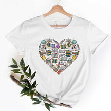 Books Heart Teachers Librarian T-Shirt