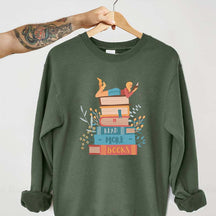 Reading Girl  Bookworm Top Sweatshirt