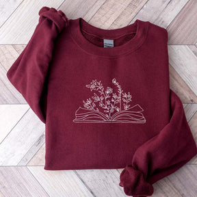 Minimalist Wildflower Book Sweatshirt