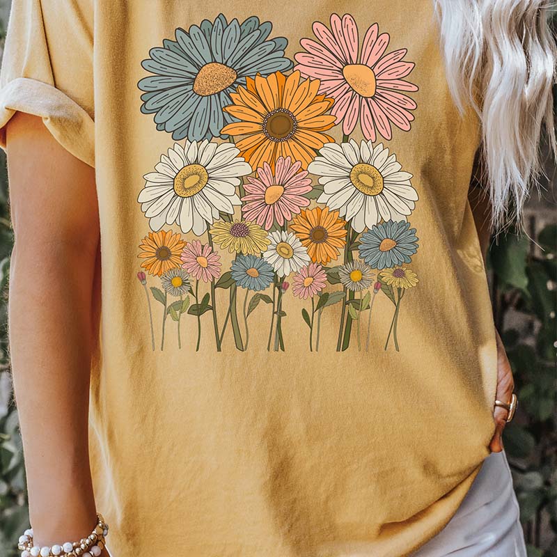 Retro Daisies Flower T-Shirt