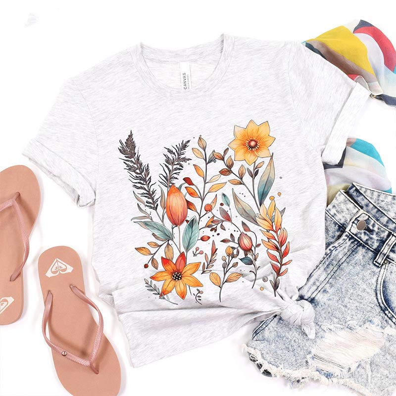 Oversized Wildflower Autumnal Flower T-Shirt