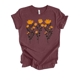 Yellow Flowers and Stems Cute T-Shirt