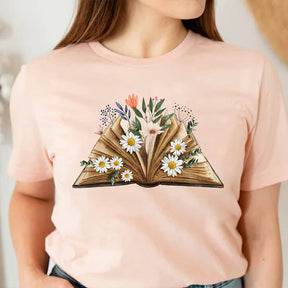 Reading Book Librarian Flower T-Shirt