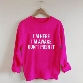 I'm Here I'm Awake Don't Push It Sweatshirt