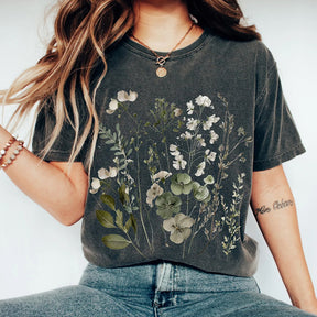 Chemise de fleurs sauvages Boho à fleurs pressées vintage 