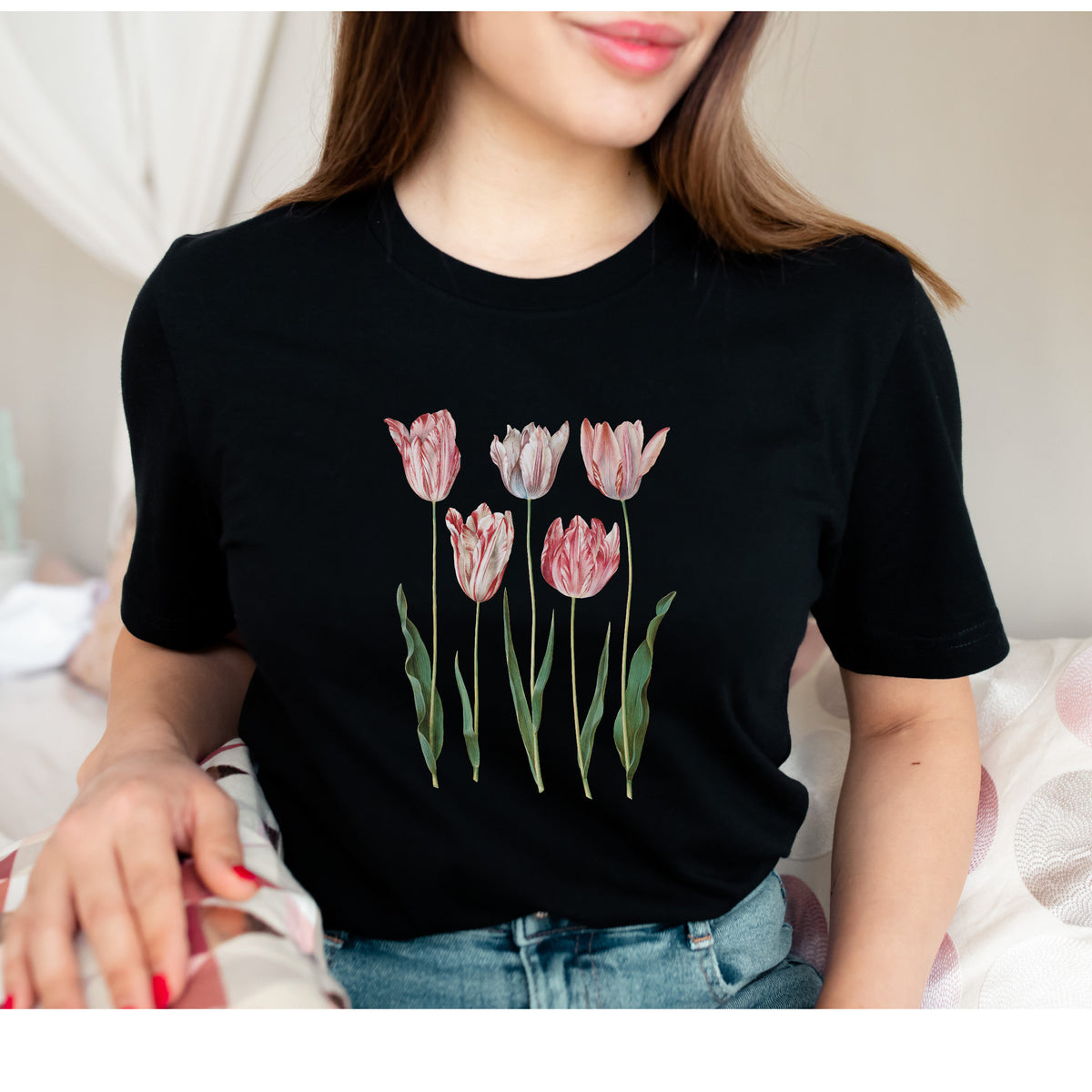 Tulpen-Vintage-Blumen-T-Shirt