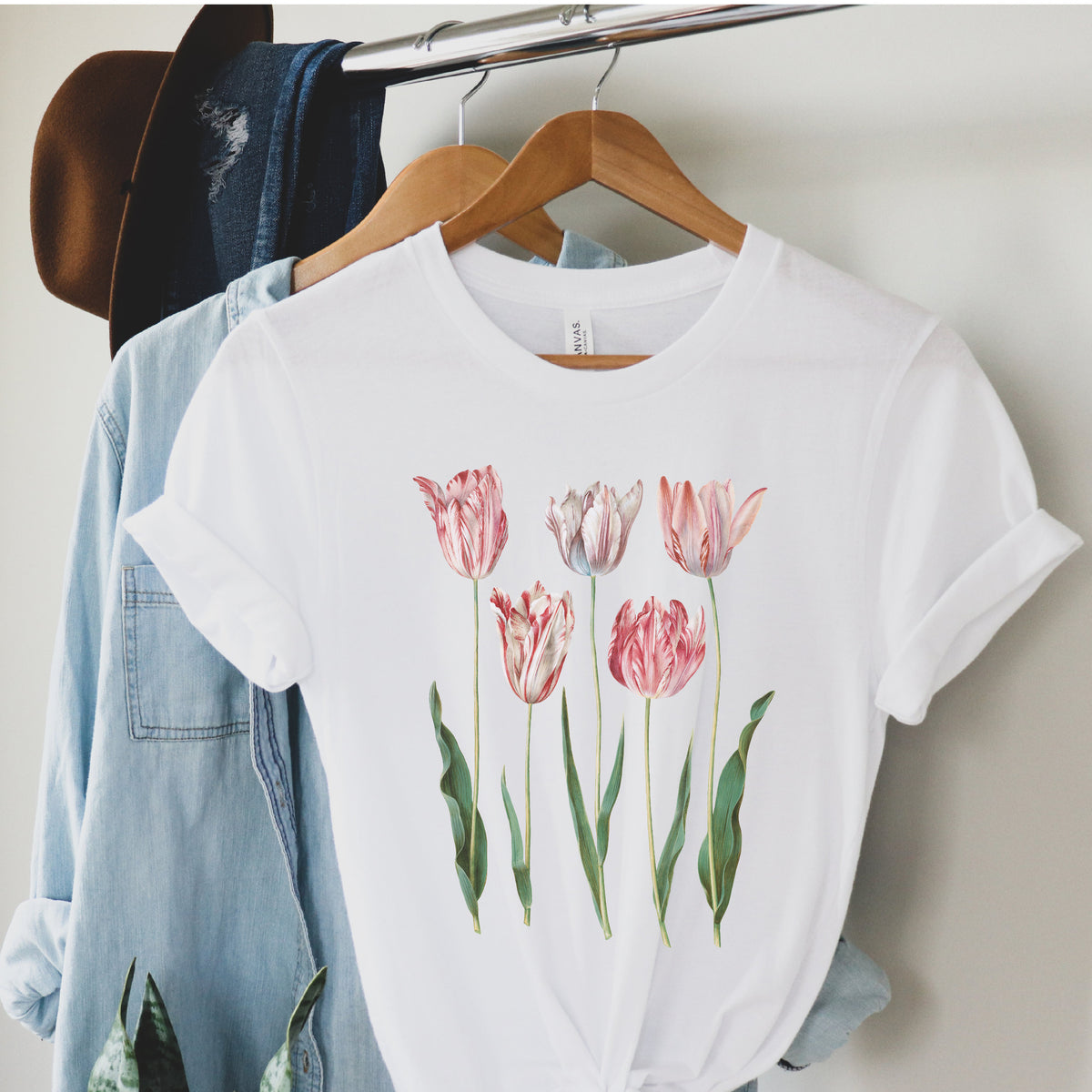 Tulpen-Vintage-Blumen-T-Shirt